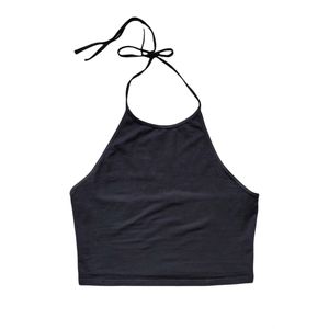 Garage Black Cropped Tieback Halter Top Small